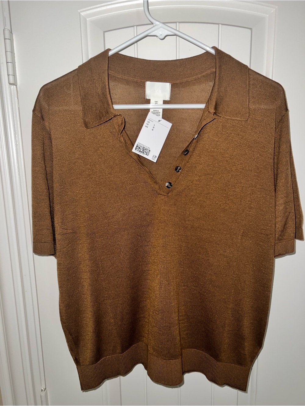 H&M Brown and White Short-Sleeve Polo Shirts